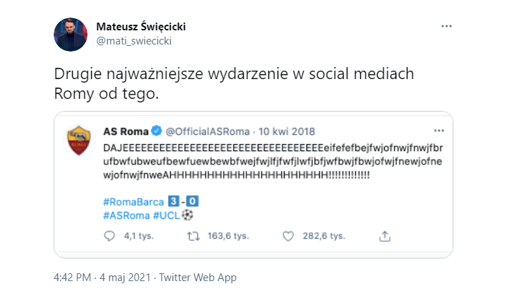 POPRZEDNIE wielkie wydarzenie Romy w social mediach :D